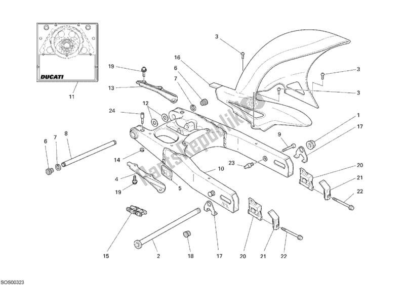 Tutte le parti per il Forcellone del Ducati Sport ST3 S ABS 1000 2007